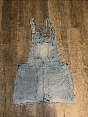 Obey Light Wash Denim Short Overalls